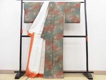 平和屋野田店■上質な小紋　芝草菊花文　暈し染め　鬼しぼ縮緬　逸品　BAAC8825pk_画像2