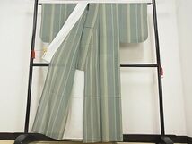 平和屋川間店■夏物　小紋　縦絽　縞　着丈157cm　裄丈65cm　正絹　逸品　A-ck3650_画像2