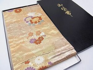 平和屋1■六通柄袋帯　草花丸文　金糸　紙箱付き　逸品　CAAC2210hy