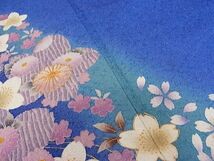 平和屋1■豪華振袖　駒刺繍　舞花文　暈し染め　銀通し地　逸品　CAAC5243rv_画像5