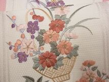 平和屋1■九寸名古屋帯　刺繍　花籠文　金銀糸　逸品　CAAC4809eg_画像5