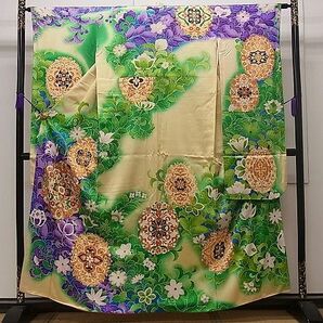 平和屋1■豪華振袖 駒刺繍 吉祥花唐草文 暈し染め 金彩 逸品 CAAC1382dyの画像1