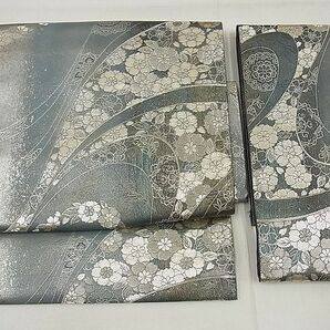 平和屋野田店◎つけ帯 流水舞花文 金銀糸 引箔 逸品 BAAC6629eaの画像1