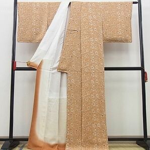 平和屋野田店■上質な小紋 作家物 型染め 花唐草文 鬼しぼ縮緬 逸品 未使用 BAAC8958cwの画像3