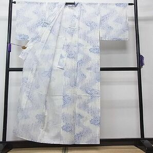 平和屋1■夏物 小紋 絽 流水草花文 洗える着物 CAAC9386uaの画像3