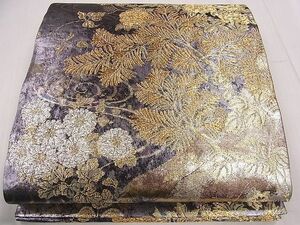 平和屋1■六通柄袋帯　草花文　金銀糸　逸品　CAAC6530eg