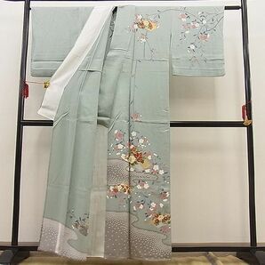 平和屋野田店■訪問着 単衣 エ霞鹿の子地紙花文 金彩 逸品 BAAD1014fwの画像3