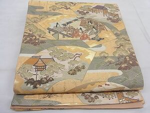 平和屋野田店■太鼓柄袋帯　伊勢物語　本金二重箔　逸品　BAAD0355mz