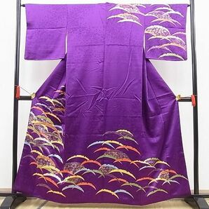 平和屋野田店■訪問着 駒刺繍 雪芝花文 金彩 逸品 BAAC8789pkの画像1