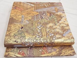 平和屋野田店■全通柄袋帯　伊勢物語　本金箔　逸品　BAAC7572yc