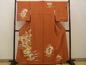 平和屋野田店■訪問着　駒刺繍　芝草七宝菊花文　金彩　逸品　BAAC9109xi