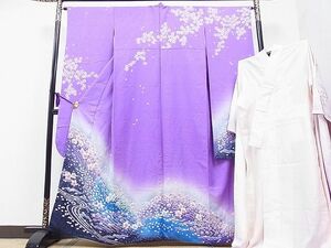  flat peace shop 1# gorgeous long-sleeved kimono * long kimono-like garment set author thing aperture stop . water Mai Sakura writing silver through . ground excellent article CAAC2199hy