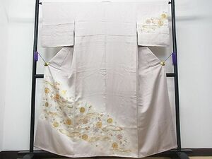 平和屋1■訪問着　駒刺繍　雲取り舞花文　暈し染め　金彩　逸品　CAAC4197ut