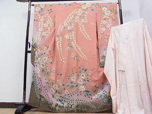  flat peace shop 1# gorgeous long-sleeved kimono * long kimono-like garment set .. flower aperture stop .. dyeing excellent article CAAC2197hy