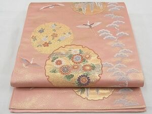 平和屋野田店◎六通柄袋帯　唐織　雪輪小袖文　金糸　逸品　BAAD1646du