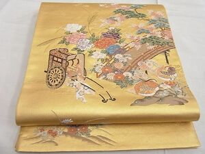 平和屋野田店■六通太鼓柄袋帯　唐織　桃山屏風　本金箔　逸品　BAAC7592yc