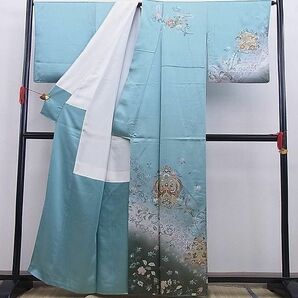 平和屋野田店■訪問着 作家物 秀山 向かい鳥更紗花唐草文 暈し染め 金銀彩 逸品 BAAD1420ghの画像2