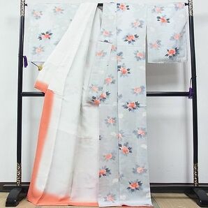 平和屋1■上質な小紋 地紋起こし 牡丹 暈し染め 逸品 CAAC2336hyの画像3