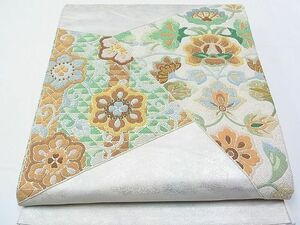 平和屋1■袋帯　総相良刺繍　切嵌更紗花文　逸品　CAAB3732hy