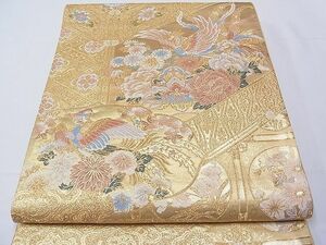 平和屋1■六通柄袋帯　唐織　切嵌鳳凰花文　金糸　逸品　CAAB3727hy