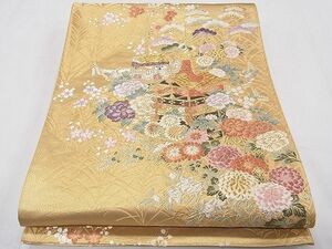 平和屋1■六通柄袋帯　鉾草花文　金銀糸　逸品　CAAC3757fb