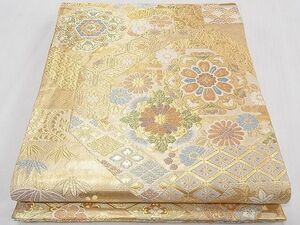 平和屋1■六通柄袋帯　正倉院亀甲重ね花文　金糸　逸品　CAAC3771fb