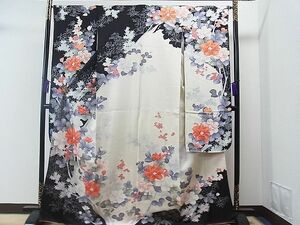  flat peace shop 1# gorgeous long-sleeved kimono .. flower writing excellent article unused CAAC2427yc