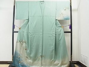 平和屋1■訪問着　螺鈿　胡蝶蘭　舞蝶文　暈し染め　金通し地　逸品　CAAC2492yc