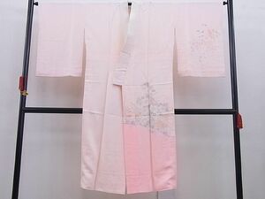 平和屋野田店■上質な長襦袢　袷　手描き　草花文　暈し染め　逸品　BAAD1475gh