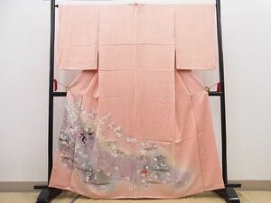 平和屋野田店■色留訪問着　手描き　童子遊び枝花文　暈し染め　金彩　逸品　BAAC8922pk