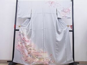 平和屋野田店■訪問着　絵巻吉祥花紐文　暈し染め　金彩　逸品　BAAD1459gh