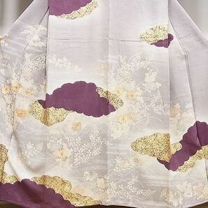 平和屋-こころ店■訪問着 駒刺繍 雲重ね草花文 金彩 着丈159.5cm 裄丈64.5cm 正絹 逸品 B-ph9209の画像3