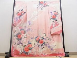 平和屋野田店■豪華振袖　刺繍　牡丹花車文　暈し染め　逸品　BAAC9228ts