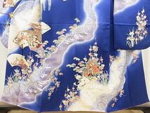 平和屋野田店■豪華振袖　駒刺繍　道長吉祥花文　暈し染め　金彩　逸品　BAAB4508jr_画像3