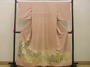 平和屋野田店■豪華色留袖　手描き　牡丹に鳥　杜若　暈し染め　金彩　逸品　BAAC4390xi