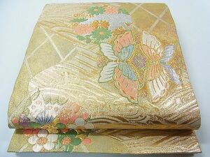 平和屋1◎六通柄袋帯　花蝶丸文　金銀糸　逸品　未使用　CAAC4666in