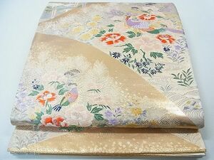 平和屋1◎六通柄袋帯　唐織　山彩花鳥文　九百錦24K本金箔　逸品　CAAC4741in