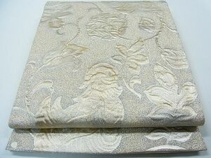 平和屋1◎六通柄袋帯　ふくれ織　花喰い鳥　金銀糸　逸品　CAAC4600in