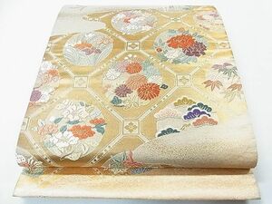 平和屋1◎六通柄袋帯　唐織　霞蜀江花文　金糸　逸品　CAAC4536in