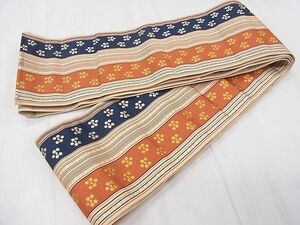  flat peace shop 1# genuine . front Hakata woven hanhaba obi flower interval road proof paper attaching excellent article CAAB0177fb