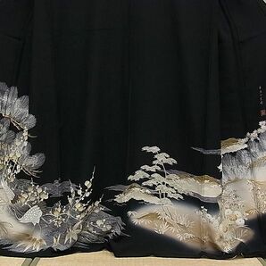 平和屋1■豪華黒留袖 作家物 刺繍 平安四季図 金彩 逸品 CAAC6912dxの画像3