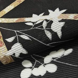 平和屋1■夏物 訪問着 絽 刺繍 枝垂れ吉祥花文 黒地 金彩 逸品 CAAC5568ghの画像5