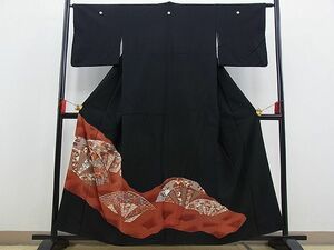 平和屋野田店■豪華黒留袖　駒刺繍　松竹梅　立波片輪車花文　逸品　BAAD2240kg