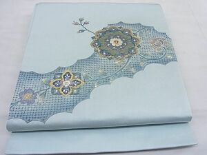 平和屋野田店■太鼓柄袋帯　総刺繍　スワトウ刺繍　汕頭刺繍　草花文　金彩　逸品　未使用　BAAC9995mz