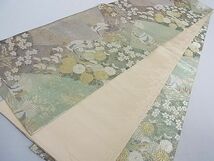 平和屋-こころ店■全通柄袋帯　群鶴花文　金糸　引箔　正絹　逸品　AAAD7711Aog_画像4