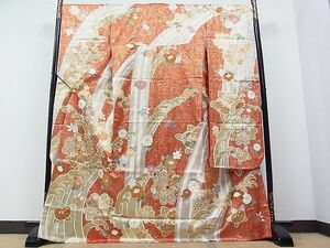 平和屋1■豪華振袖　駒刺繍　立波草花文　金彩　逸品　CAAC2162hy