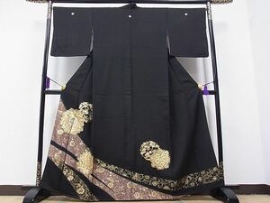 平和屋1■豪華黒留袖　正倉院花唐草舞蝶文　本金箔　逸品　CAAC2360hy