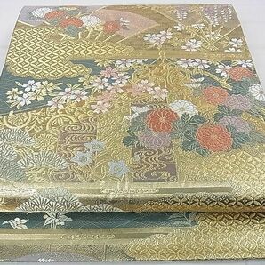 平和屋2■六通柄袋帯 吉祥花文 金糸 逸品 DAAB9435eeeの画像1