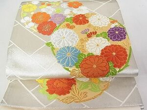 平和屋２◎六通柄袋帯　唐織　宴　草花丸文　金銀糸　逸品　DAAC0501cm