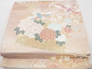 平和屋2◎六通柄袋帯　唐織　麗花鳥扇紋　本金二重箔　逸品　DAAA6480ya